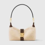 Louis Vuitton LV Women Pochette Mia with Cream shearling Coated-canvas