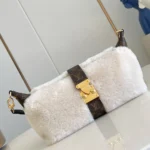 Louis Vuitton LV Women Pochette Mia with Cream shearling Coated-canvas