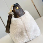 Louis Vuitton LV Women Pochette Mia with Cream shearling Coated-canvas