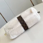 Louis Vuitton LV Women Pochette Mia with Cream shearling Coated-canvas