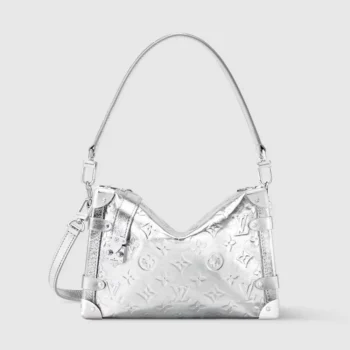 Louis Vuitton LV Women Side Trunk MM Calfskin Leather-Silver M26223