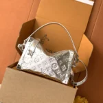 Louis Vuitton LV Women Side Trunk MM Calfskin Leather-Silver M26223