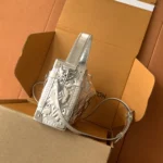 Louis Vuitton LV Women Side Trunk MM Calfskin Leather-Silver M26223