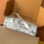 Louis Vuitton LV Women Side Trunk MM Calfskin Leather-Silver M26223