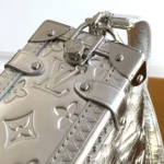 Louis Vuitton LV Women Side Trunk MM Calfskin Leather-Silver M26223