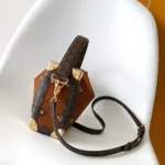 Louis Vuitton LV Women Side Trunk MM Suede Calfskin Leather-Tan M15072