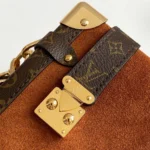 Louis Vuitton LV Women Side Trunk MM Suede Calfskin Leather-Tan M15072