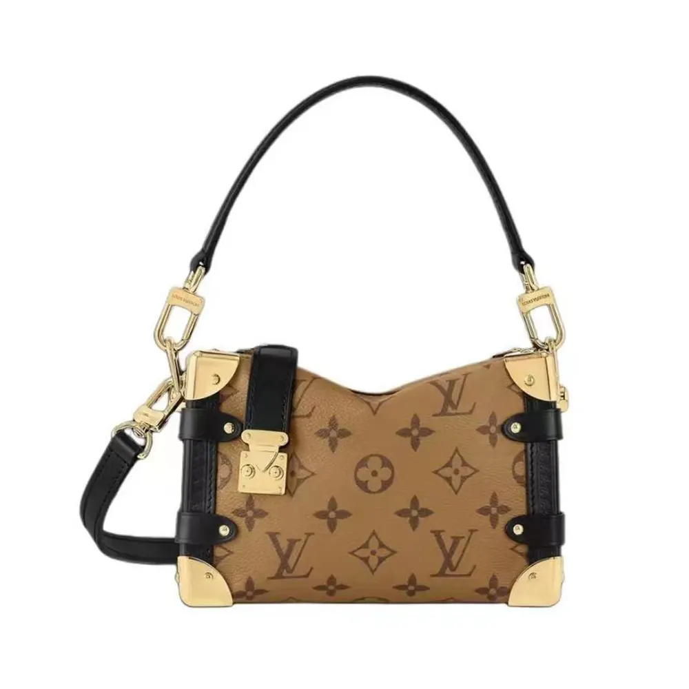 Louis Vuitton LV Women Side Trunk PM Monogram Coated Canvas Cowhide Leather (1) Louis Vuitton LV Women Side Trunk PM Monogram Coated Canvas Cowhide Leather