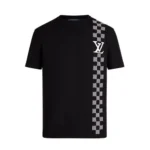 Louis Vuitton Men Black and White Checkered Jacquard T-shirt