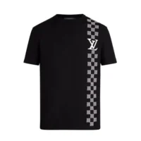 Louis Vuitton Men Black and White Checkered Jacquard T-shirt