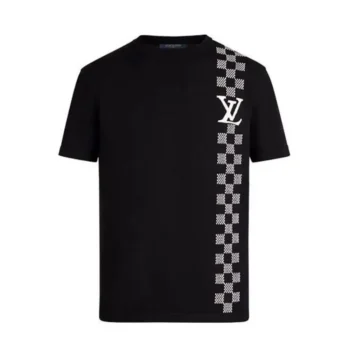 Louis Vuitton Men Black and White Checkered Jacquard T-shirt