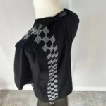 Louis Vuitton Men Black and White Checkered Jacquard T-shirt