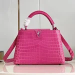 Louis Vuitton Women Capucines BB Handbag Pink Crocodilian Leather - Image 12