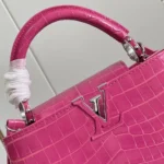 Louis Vuitton Women Capucines BB Handbag Pink Crocodilian Leather