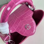 Louis Vuitton Women Capucines BB Handbag Pink Crocodilian Leather