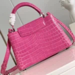 Louis Vuitton Women Capucines BB Handbag Pink Crocodilian Leather