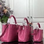 Louis Vuitton Women Capucines BB Handbag Pink Crocodilian Leather