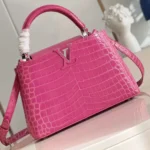 Louis Vuitton Women Capucines BB Handbag Pink Crocodilian Leather