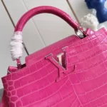 Louis Vuitton Women Capucines BB Handbag Pink Crocodilian Leather