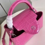 Louis Vuitton Women Capucines BB Handbag Pink Crocodilian Leather