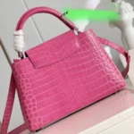 Louis Vuitton Women Capucines BB Handbag Pink Crocodilian Leather