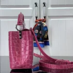 Louis Vuitton Women Capucines BB Handbag Pink Crocodilian Leather