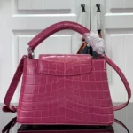 Louis Vuitton Women Capucines BB Handbag Pink Crocodilian Leather