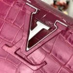 Louis Vuitton Women Capucines BB Handbag Pink Crocodilian Leather