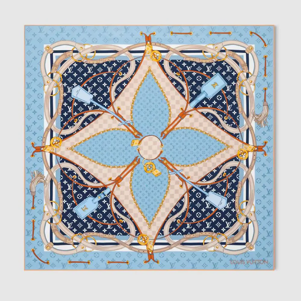 Louis Vuitton Women Flower And Straps Square 90 M96123 (1) Louis Vuitton Women Flower And Straps Square 90 M96123