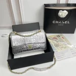Chanel Women 19A Crocodile Embossed Small Classic Flap Bag