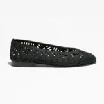 Chanel Women Ballet Flats Embroidered Cotton-Black G46984