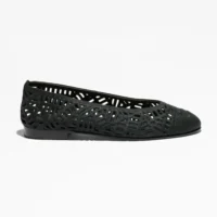 Chanel Women Ballet Flats Embroidered Cotton-Black G46984