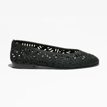Chanel Women Ballet Flats Embroidered Cotton-Black G46984