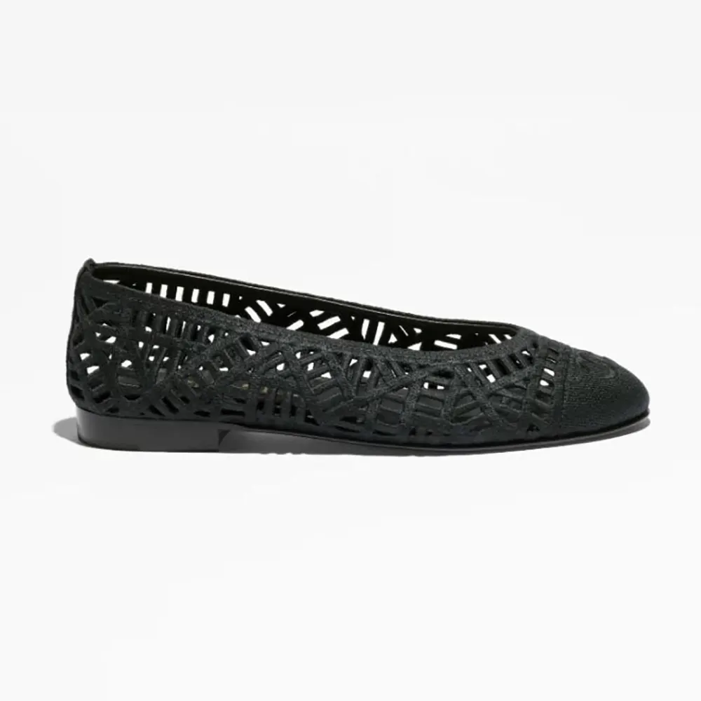 Chanel Women Ballet Flats Embroidered Cotton-Black G46984 (1) Chanel Women Ballet Flats Embroidered Cotton-Black G46984