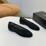 Chanel Women Ballet Flats Embroidered Cotton-Black G46984