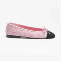 Chanel Women Ballet Flats Tweed & Grosgrain-Pink G02819