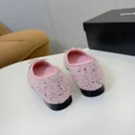 Chanel Women Ballet Flats Tweed & Grosgrain-Pink G02819