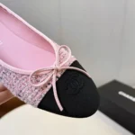 Chanel Women Ballet Flats Tweed & Grosgrain-Pink G02819