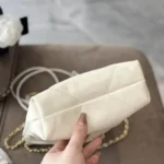 Chanel Women CC 22 Mini Handbag Shiny Calfskin Gold-Tone Metal-White