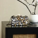 Chanel Women Evening Bag Plexi Strass Imitation Pearls & Gold-Tone Metal