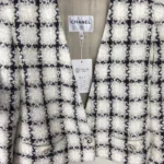 Chanel Women Jacket Silk Cotton Tweed-White
