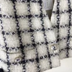 Chanel Women Jacket Silk Cotton Tweed-White