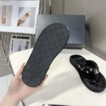 Chanel Women Lambskin Quilted Padded Charms Thong Sandals-Black - Image 5