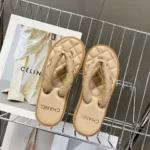Chanel Women Lambskin Quilted Padded Charms Thong Sandals-Sandy