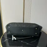 Chanel Women Maxi Shopping Bag Braided Raffia Calfskin & Gold-Tone Metal-Black