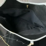 Chanel Women Maxi Shopping Bag Braided Raffia Calfskin & Gold-Tone Metal-Black