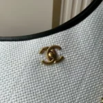 Chanel Women Maxi Shopping Bag Braided Raffia Calfskin & Gold-Tone Metal-White