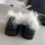 Chanel Women Moccasins Shiny Crumpled Lambskin & Shearling Lambskin-Black G46534