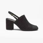 Chanel Women Slingbacks Cotton Tweed & Grosgrain-Black G46865