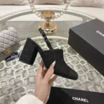 Chanel Women Slingbacks Cotton Tweed & Grosgrain-Black G46865 - Image 8